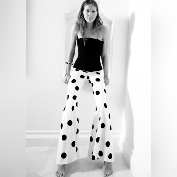 Zara Pants - Zara High- Waisted Polkadot Flare Panst